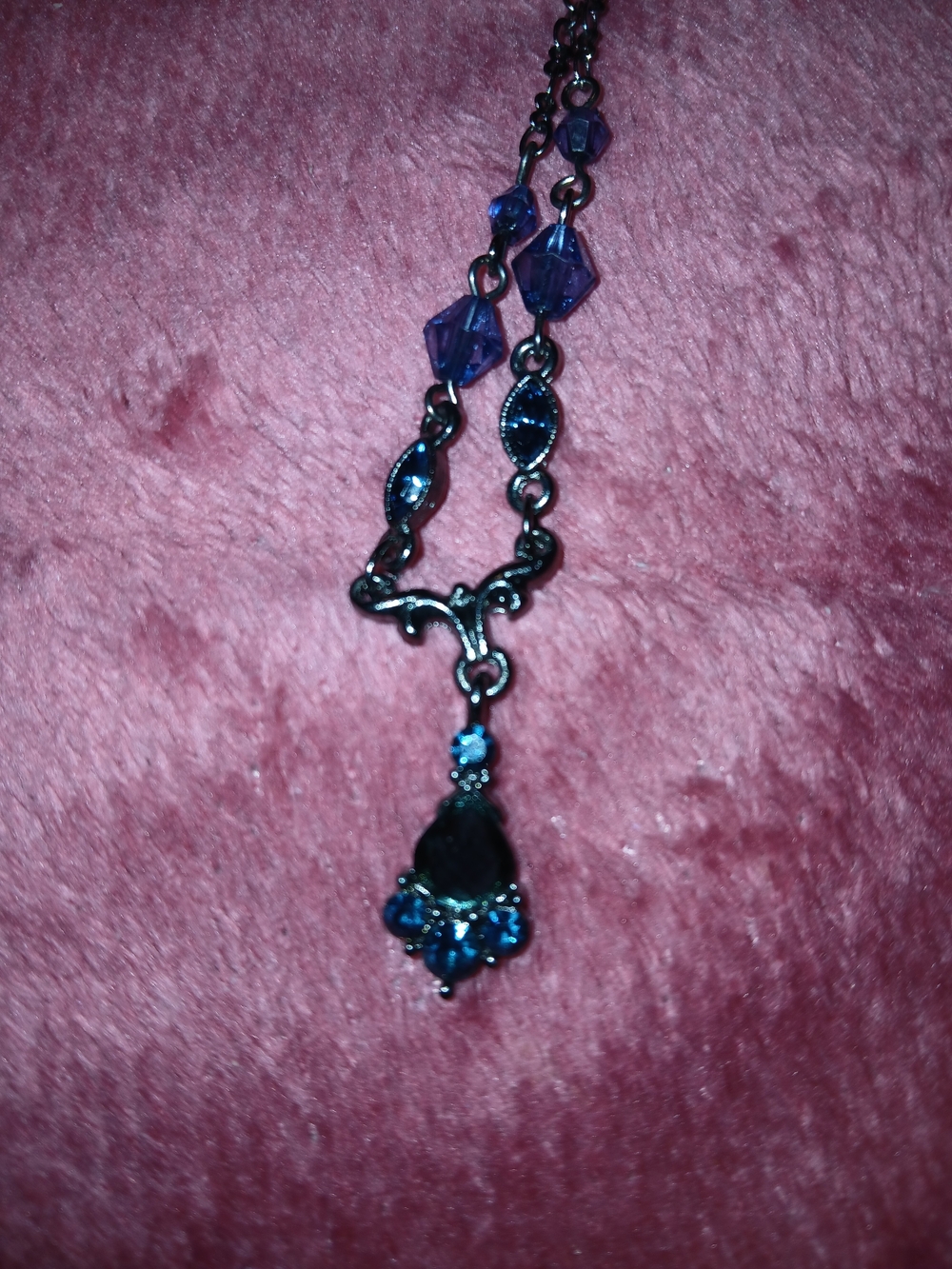 1928 Jewelry Co. Vintage Blue & Purple Crystal Drop Necklace